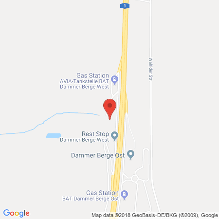 Kartenansicht BAB-Tankstelle Dammer Berge West (AVIA)