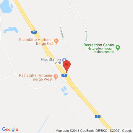 Kartenansicht BAB-Tankstelle Hüttener Berge Ost (SHELL)