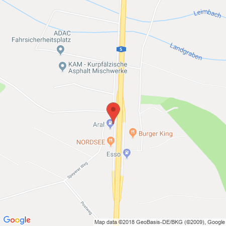 Kartenansicht BAB-Tankstelle Hardtwald-West (LPG der Aral AG)