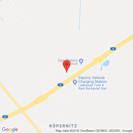 Kartenansicht BAB-Tankstelle Buckautal Nord (Shell)