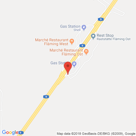 Kartenansicht Shell Autobahntankstelle Niemegk Ost