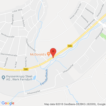 Kartenansicht Raiffeisen-Markt und Tankstelle Kreuztal
