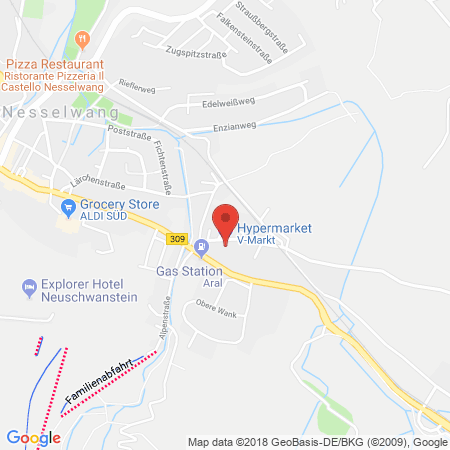 Kartenansicht V-Markt Nesselwang